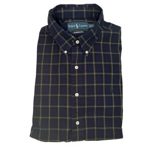 RALPH LAUREN Men’s Classic Fit Heavy Cotton Navy Plaid Button Down Shirt Size XL